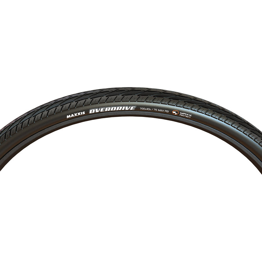 011604-06-700::1::011604-06-700::Maxxis, Overdrive Excel, Pneu pour hybride, 700x40C, Rigide, Tringle, Single, SilkShield, Réfléchissant, 60TPI, Noir