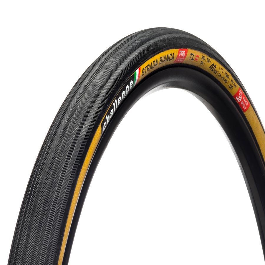 011739-06-700::0::011739-06-700::Challenge, Strada Bianca TLR, Pneu, 700x40C, Pliable, Tubeless Ready, Natural, SuperPoly, PPS, 260TPI, Flanc Beige