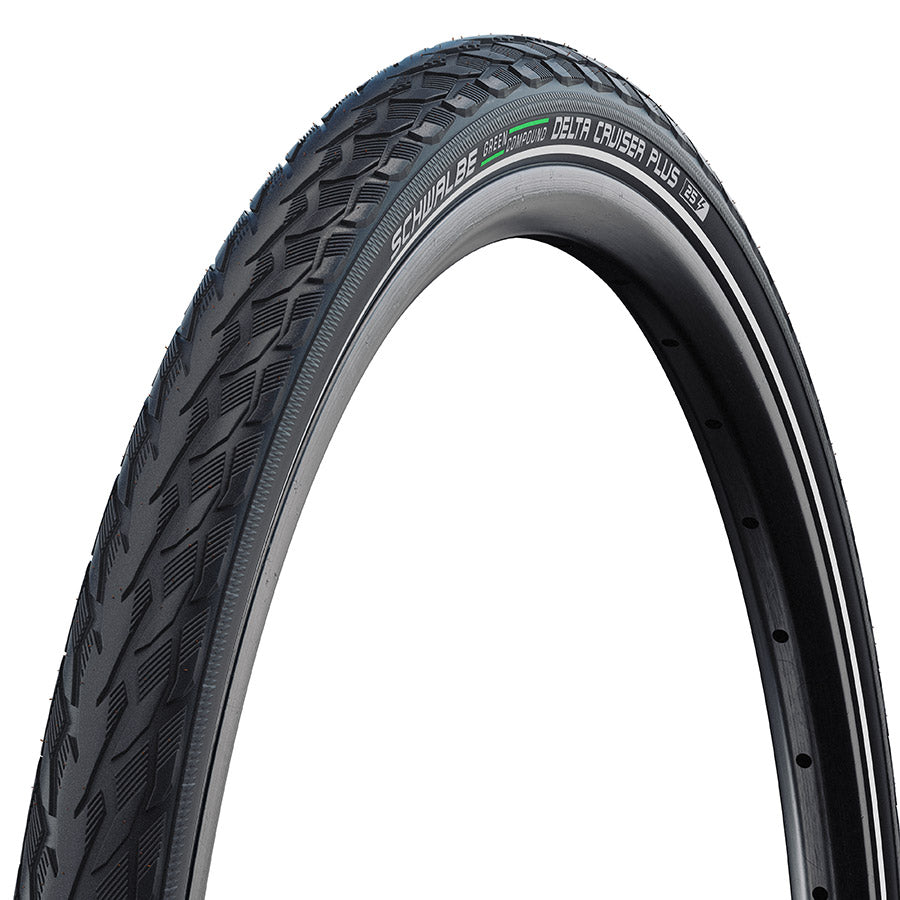 011773-05-26::0::011773-05-26::Schwalbe, Delta Cruiser Plus, Hybrid Tire, 26''x1.75, Wire, Clincher, Green Compound, PunctureGuard, Reflex, 50TPI, Black