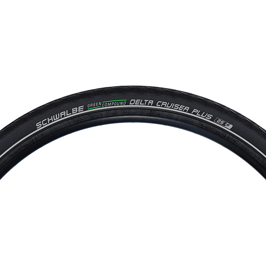 011773-08-700::3::011773-08-700::Schwalbe, Delta Cruiser Plus, Hybrid Tire, 700x38C, Wire, Clincher, Green Compound, PunctureGuard, Reflex, 50TPI, Black