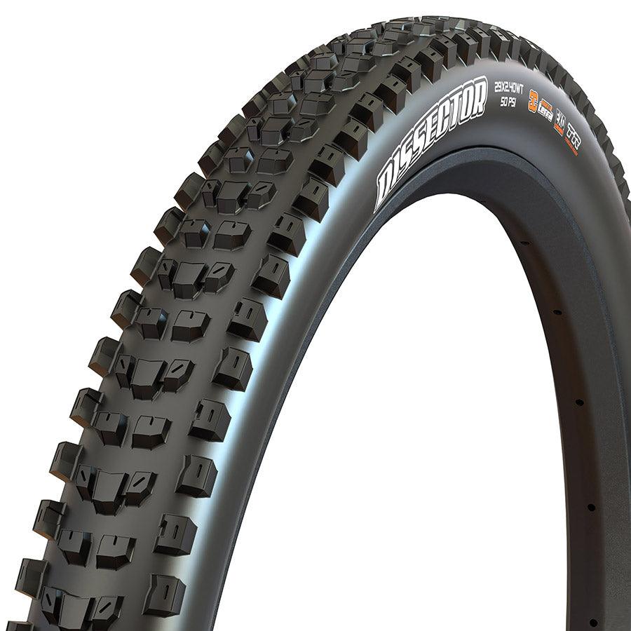 011781-04-29::2::011781-04-29::Maxxis, Dissector, Pneu de VTT, 29''x2.40, Pliable, Tubeless Ready, 3C Maxx Grip, DH, Wide Trail, 60x2TPI, Noir