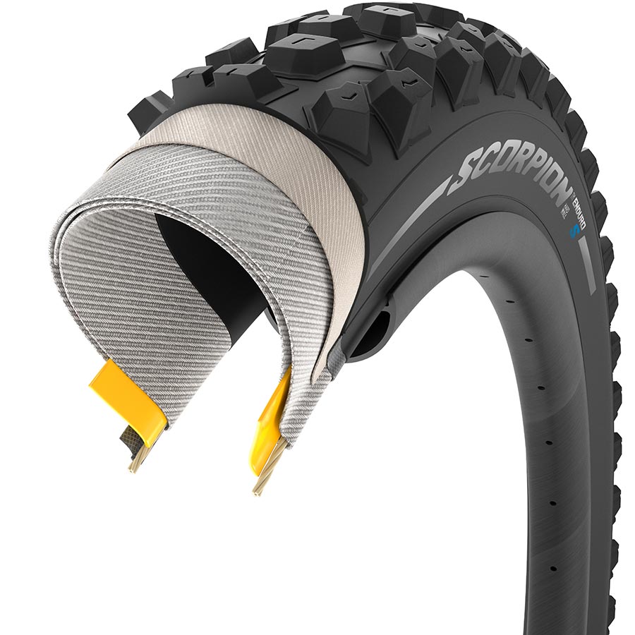 011827-05-275::2::011827-05-275::Pirelli, Scorpion Enduro S, Pneu de VTT, 27.5x2.60, Pliable, Tubeless Ready, SmartGRIP Gravity, HardWALL, 60TPI, Noir