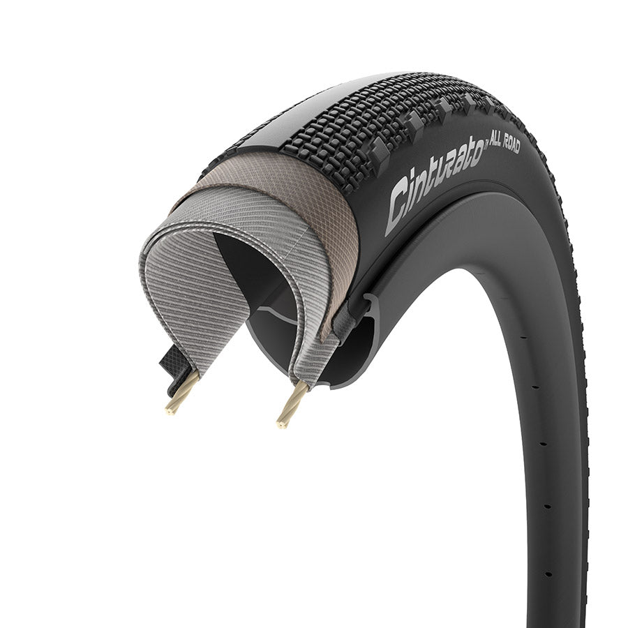 011896-08-700::3::011896-08-700::Pirelli, Cinturato All Road, Pneu Gravel, 700x50C, Pliable, Tubeless Ready, PROCompound Gravel, ProWALL Gravel, 60TPI, Noir