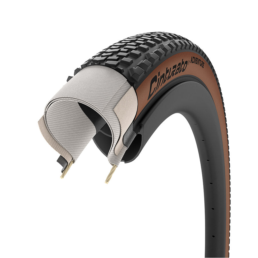 011897-08-700::3::011897-08-700::Pirelli, Cinturato Adventure, Pneu Gravel, 700x50C, Pliable, Tubeless Ready, PROCompound Gravel, ProWALL Gravel, 60TPI, Flanc Beige