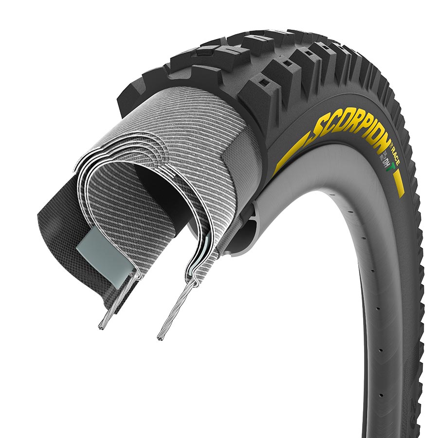 011921-01-275::3::011921-01-275::Pirelli, Scorpion Race DH T, Pneu de VTT, 27.5x2.5, Rigide, Tubeless Ready, SmartEVO DH, DualWALL, 60TPI, Noir