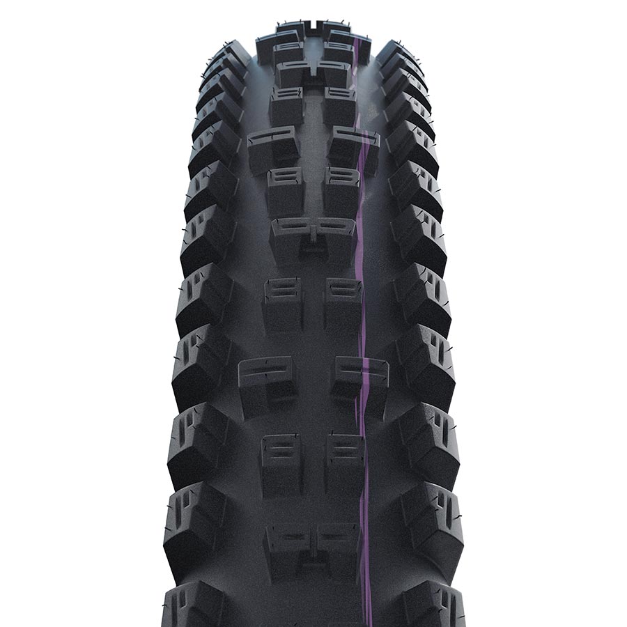 012008-01-275::1::012008-01-275::Schwalbe, Tacky Chan, Pneu de VTT, 27.5"x2.40, Pliable, Tringle, Addix Ultra Soft, Super Downhill, TL Easy, 2x67TPI, Noir