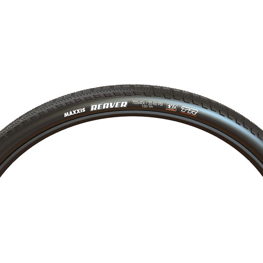 012032-03-700::2::012032-03-700::Maxxis, Reaver, Pneu Gravel, 700x45C, Pliable, Tubeless Ready, HYPR-X, EXO, 120TPI, Noir