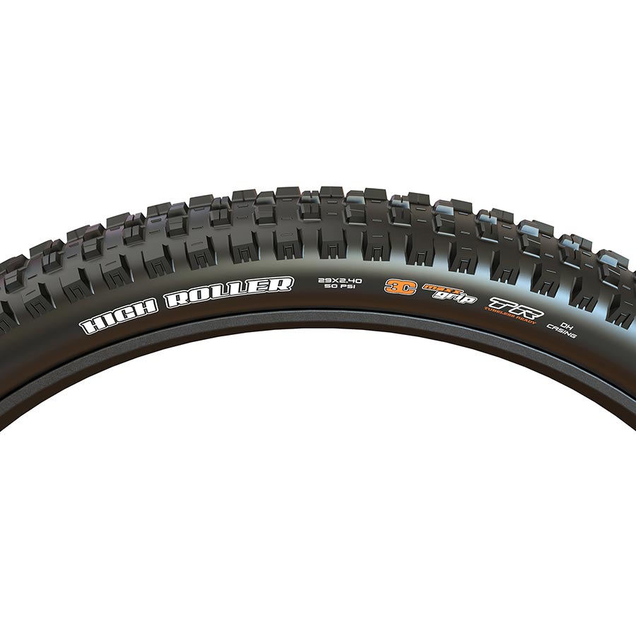 012089-04-29::2::012089-04-29::Maxxis, High Roller III, Pneu de VTT, 29"x2.40, Pliable, Tubeless Ready, 3C Maxx Grip, EXO+, 60TPI, Noir
