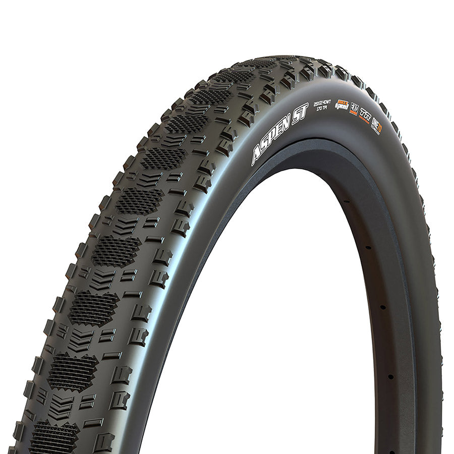 012123-08-700::0::012123-08-700::Maxxis, Aspen ST, Pneu de VTT, 700x55C, Pliable, Tubeless Ready, HYPR-X, EXO, Noir