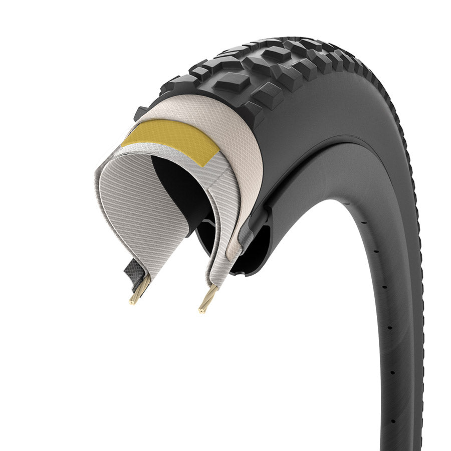 012158-01-700::3::012158-01-700::Pirelli, Cinturato Gravel M HP-Line, Pneu Gravel, 700x40C, Pliable, Tubeless Ready, SmartEVO GR, ProWALL Gravel, 120TPI, Noir