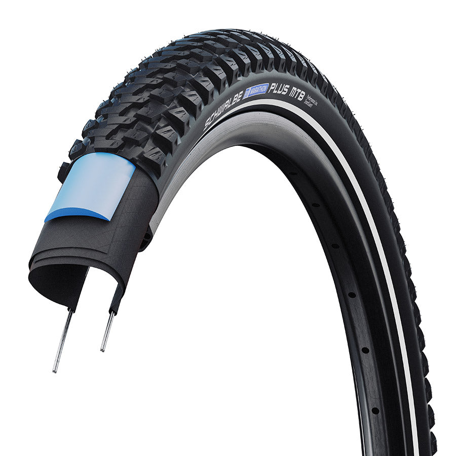 012180-05-29::2::012180-05-29::Schwalbe, Marathon Plus MTB, Pneu pour hybride, 29"x2.35, Rigide, Tringle, Addix, SmartGuard, TwinSkin, Reflex, 67TPI, Noir