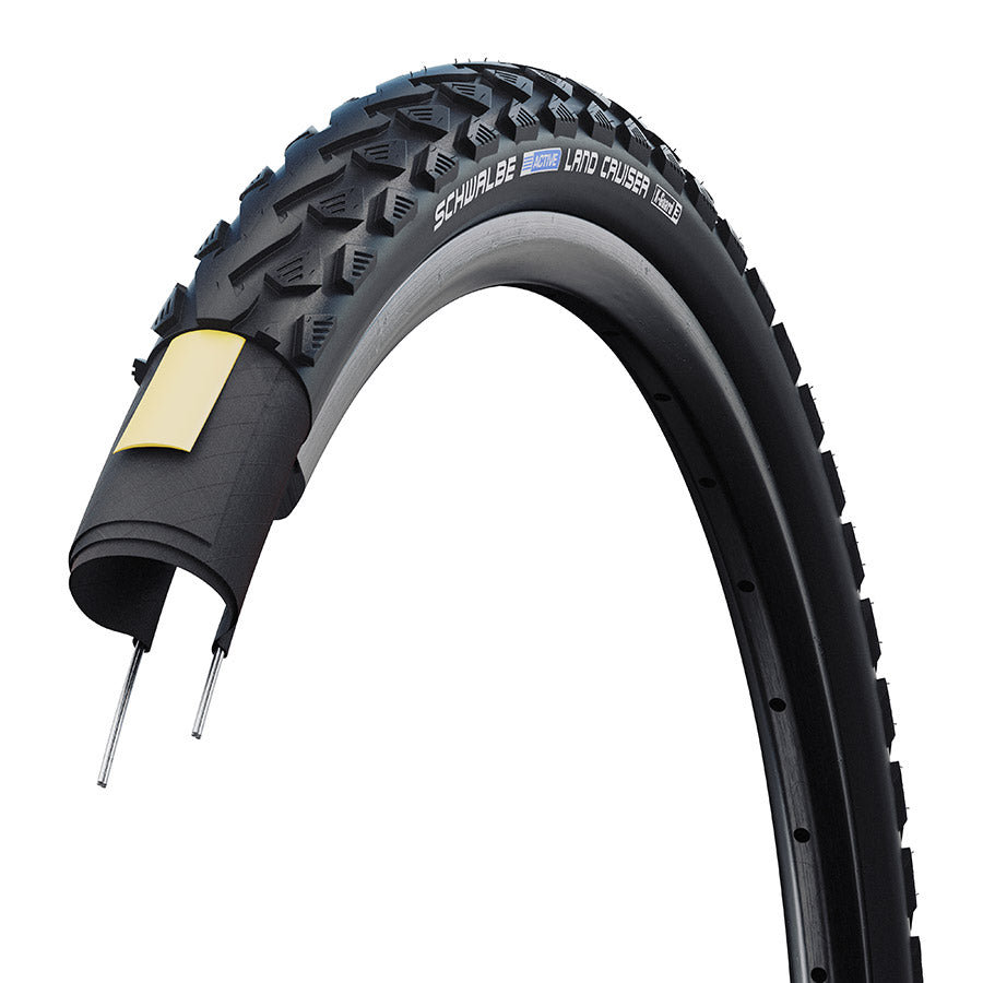 012185-05-700::1::012185-05-700::Schwalbe, Land Cruiser, Pneu pour hybride, 700x35C, Rigide, Tringle, SBC, K-Guard, 50TPI, Noir