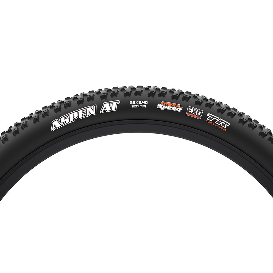 012207-01-29::2::012207-01-29::Maxxis, Aspen AT, Pneu de VTT, 29"x2.40, Pliable, Tubeless Ready, MaxxSpeed, EXO, Noir