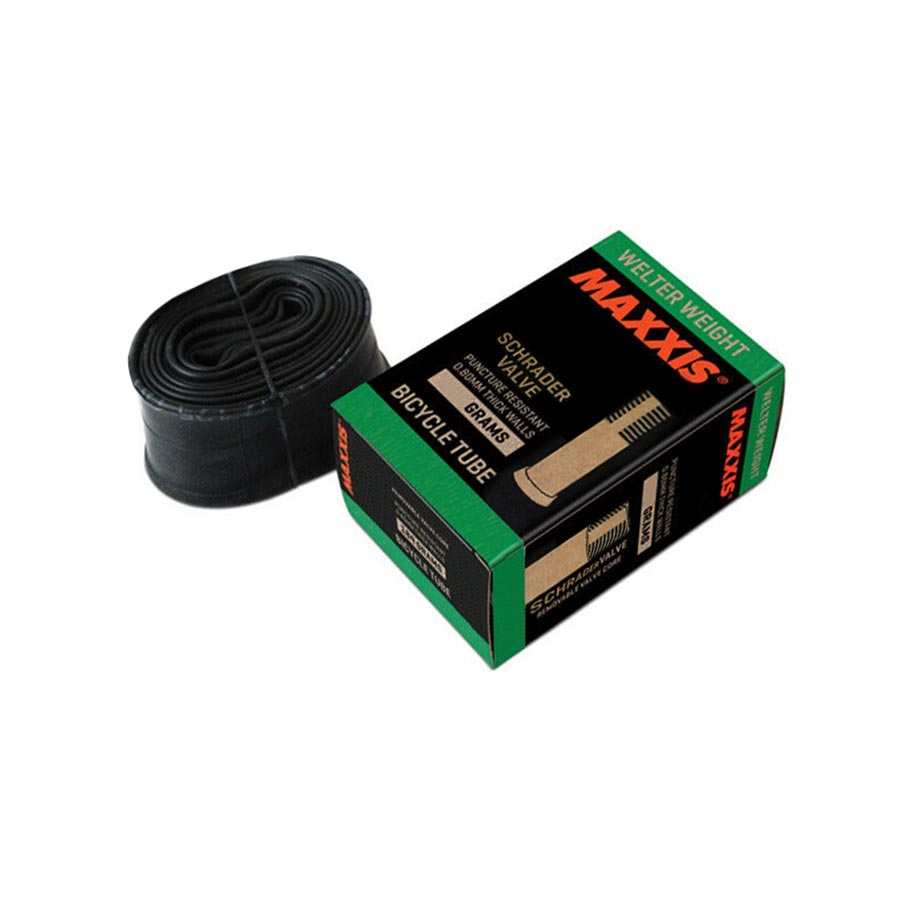 020009-06::0::020009-06::Maxxis, Welter Weight, Chambre à air, 0.8mm, Schrader, Amovible, Longueur: 48mm, 26'', 1.50-2.50, 165g