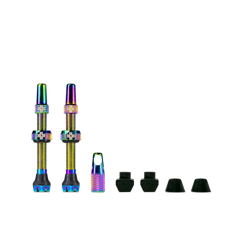 030189-19::0::030189-19::Muc-Off, V2, Valve Tubeless, Presta, 44mm, Iridescent, Paire
