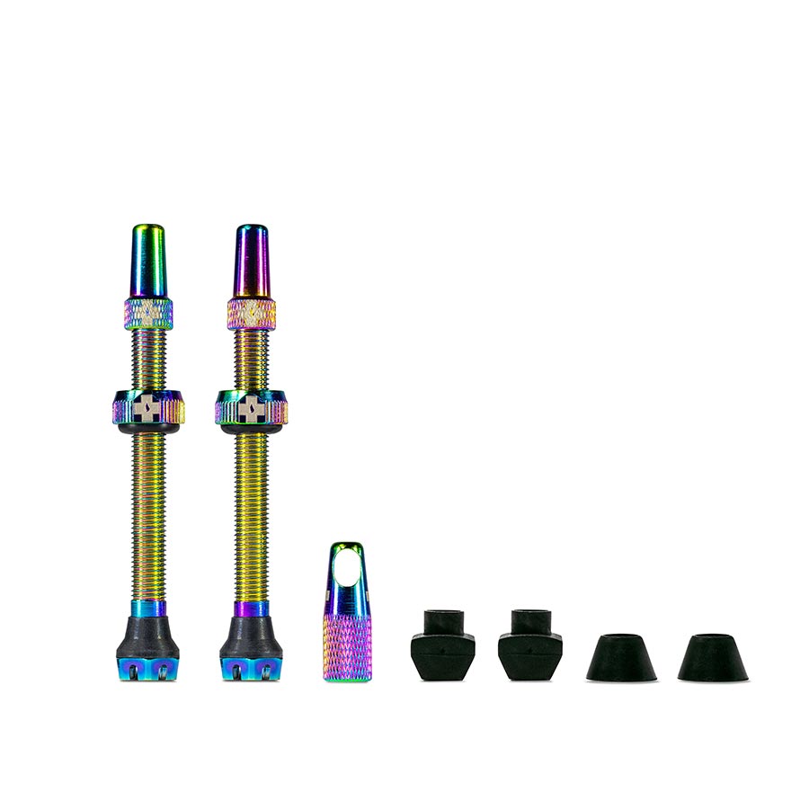 030189-20::0::030189-20::Muc-Off, V2, Valve Tubeless, Presta, 60mm, Iridescent, Paire