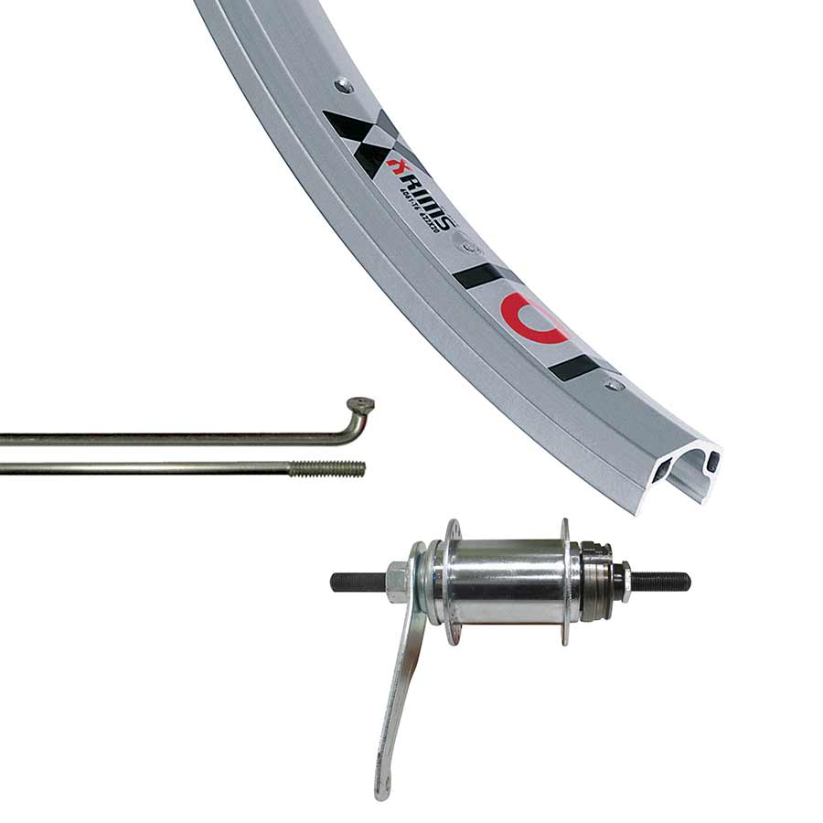 040704-01-16::1::040704-01-16::Wheel Shop, Roue 16'' Arrière Alex C1000 Argent / Coaster Argent, Rayons acier X 28, Essieu à boulons