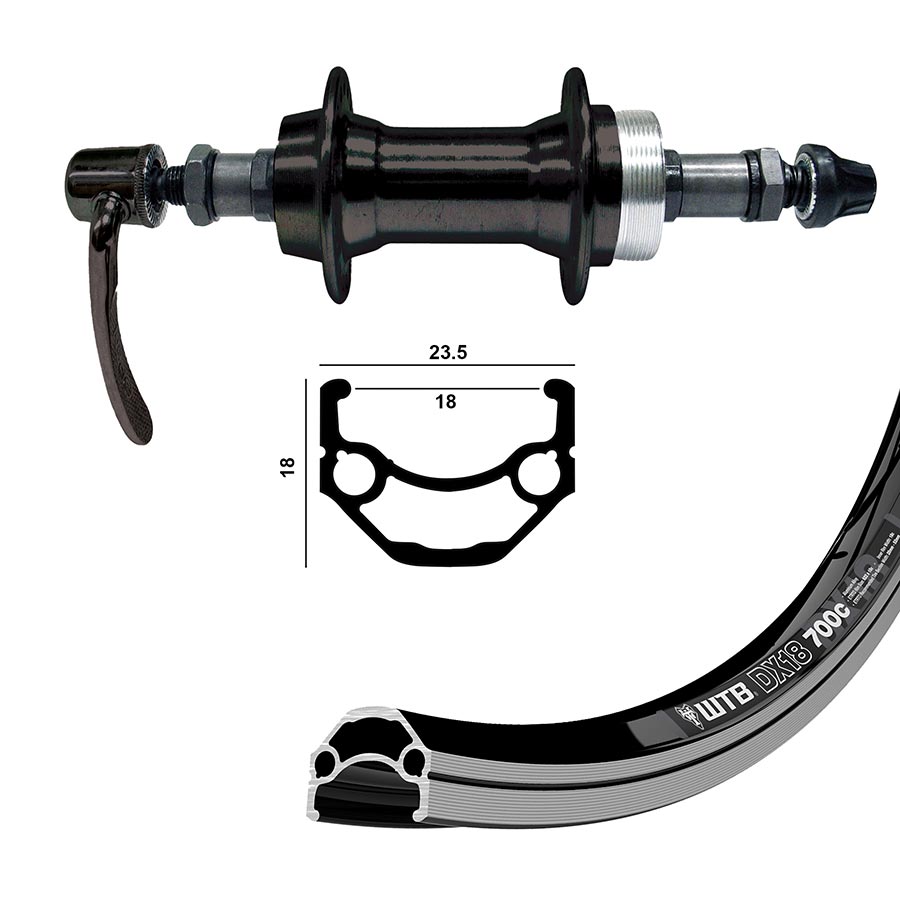 041812-02-26::2::041812-02-26::Wheel Shop, WTB DX18, Roue, Arrière, 26'' / 559, Trous: 36, QR, 135mm, Sur jante, Roue libre