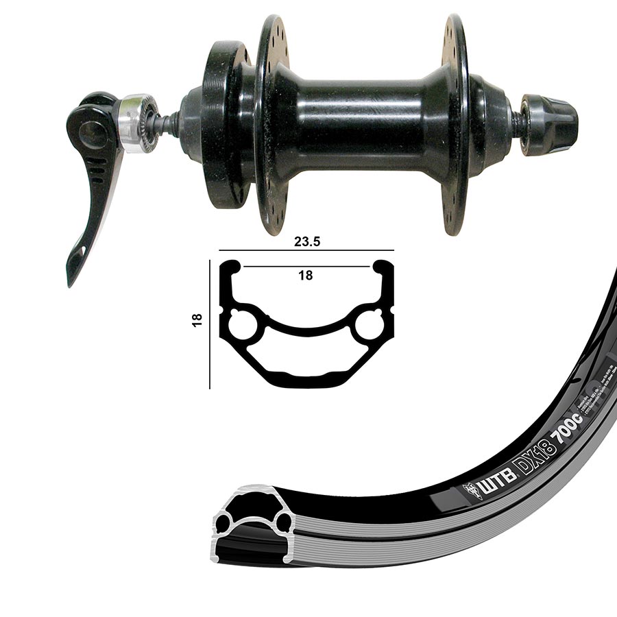 041815-01-275::2::041815-01-275::Wheel Shop, WTB DX18, Roue, Avant, 27.5'' / 584, Trous: 36, QR, 100mm, Jante et disque IS 6-boulons
