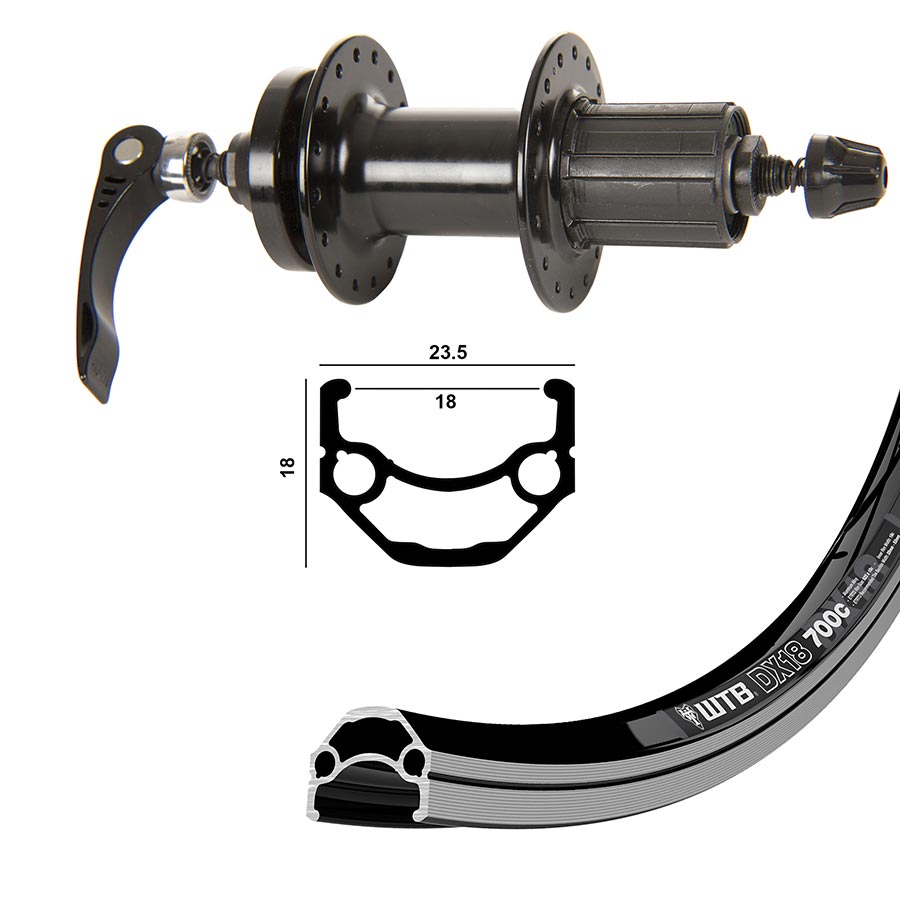 041815-02-275::2::041815-02-275::Wheel Shop, WTB DX18, Roue, Arrière, 27.5'' / 584, Trous: 36, QR, 135mm, Jante et disque IS 6-boulons, Shimano HG