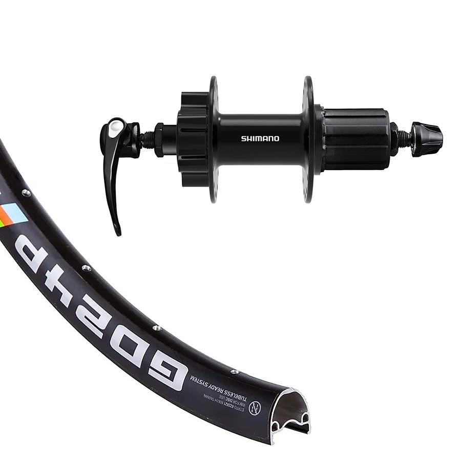042022-02-700::0::042022-02-700::Wheel Shop, Alex GD24P / Shimano FH-QB400-HM, Roue, Arrière, 700C / 622, Trous: 32, QR, 135mm, Disque IS 6-boulons, Shimano HG
