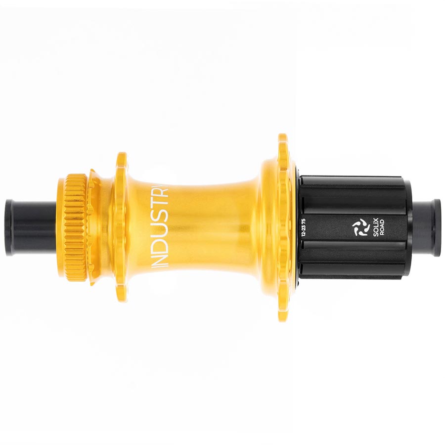 080645-03::1::080645-03::Industry Nine, Solix G Classic Rear HG11, Moyeu à disque, Arrière, 24T, 12mm TA, 142mm, Shimano HG 11, Or