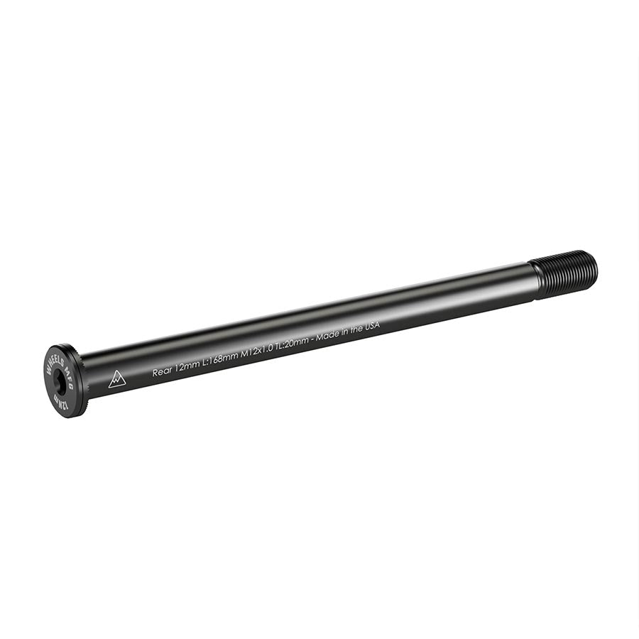 091232-04::0::091232-04::Wheels Manufacturing, Rear 12mm Thru Axle, Essieu de type Thru Axle, Arrière, Longueur: 168mm, Longueur des filets: 20mm, Filets: M12x1.0