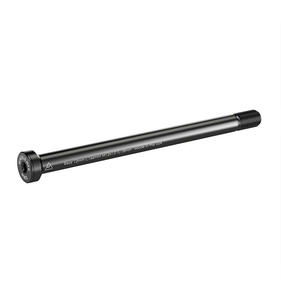 091232-12::0::091232-12::Wheels Manufacturing, Rear 12mm Thru Axle, Essieu de type Thru Axle, Arrière, Longueur: 166mm, Longueur des filets: 18mm, Filets: M12x1.0