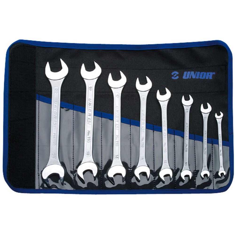 U-615465::0::U-615465::JEU DE 8 CLÉS PLATES À FOURCHES EN TROUSSE TISS