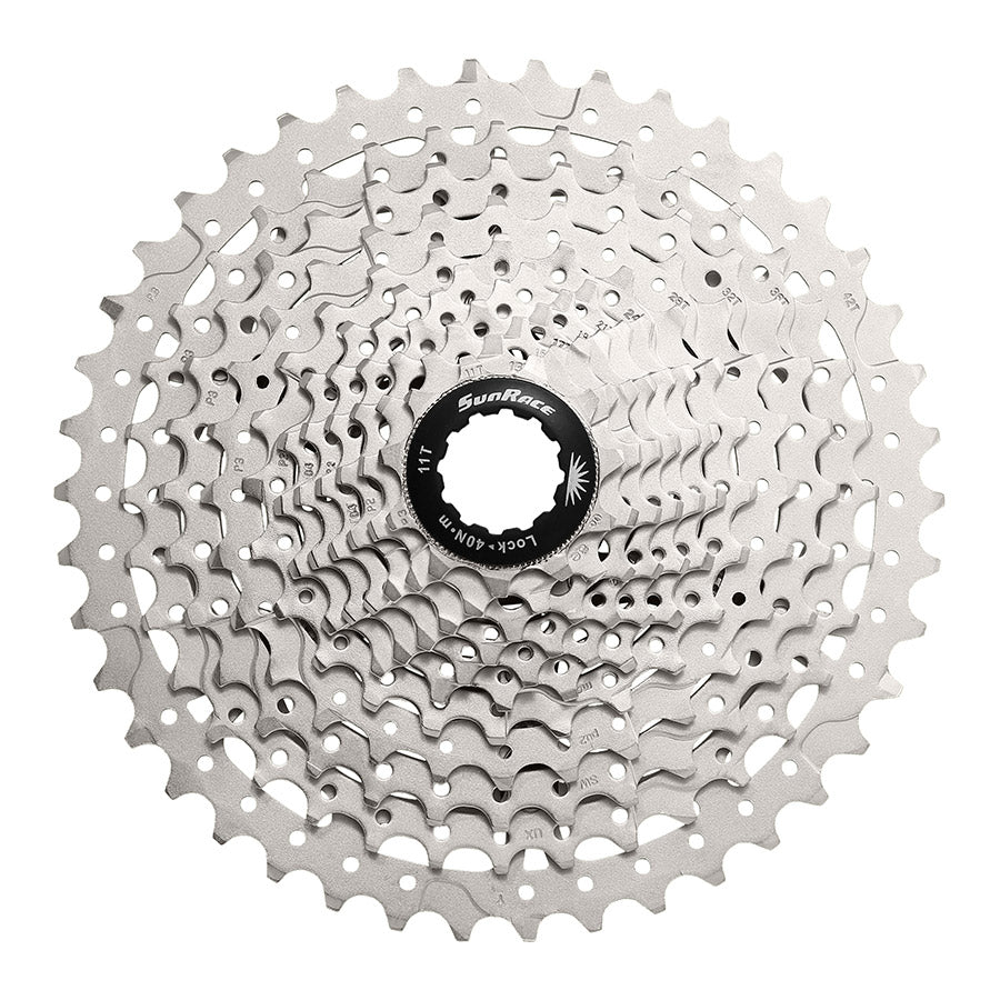 120554-04::1::120554-04::Sun Race, CSMS8-11, Cassette, 11 vit., 11-42D, Pour Shimano/SRAM, Argent métallique