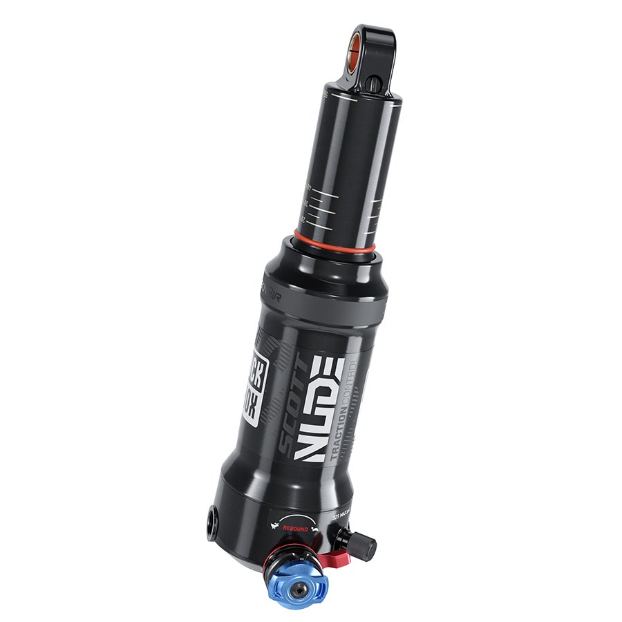 140858-02::0::140858-02::RockShox, Deluxe Nude RLC3, Amortisseur arrière, 165x45, Oeillet de tige: Tourillon, Oeillet de corps: Standard, MReb/MComp, 430lb Lockout Force, Scott Spark 2017+