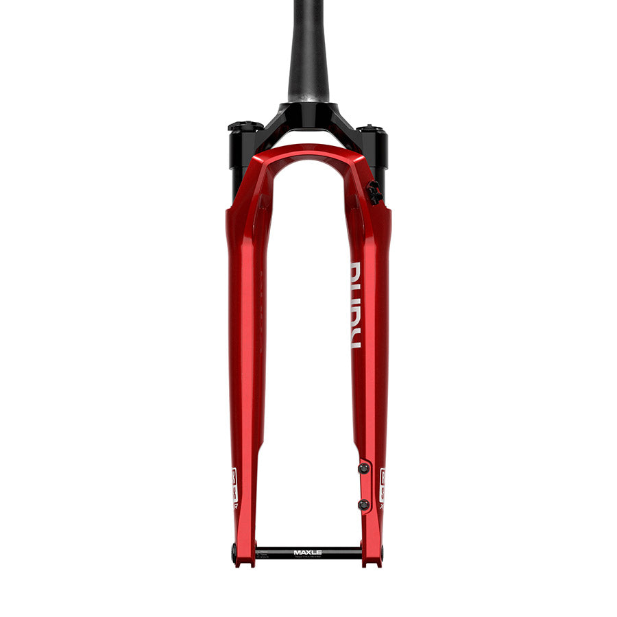 140937-09-700::1::140937-09-700::RockShox, Rudy Ultimate XPLR A2, Fourche à suspension, 700C, Solo Air, 40mm, 1-1/8''-1.5'', 12x100mm TA, Déport: 51mm, Rouge