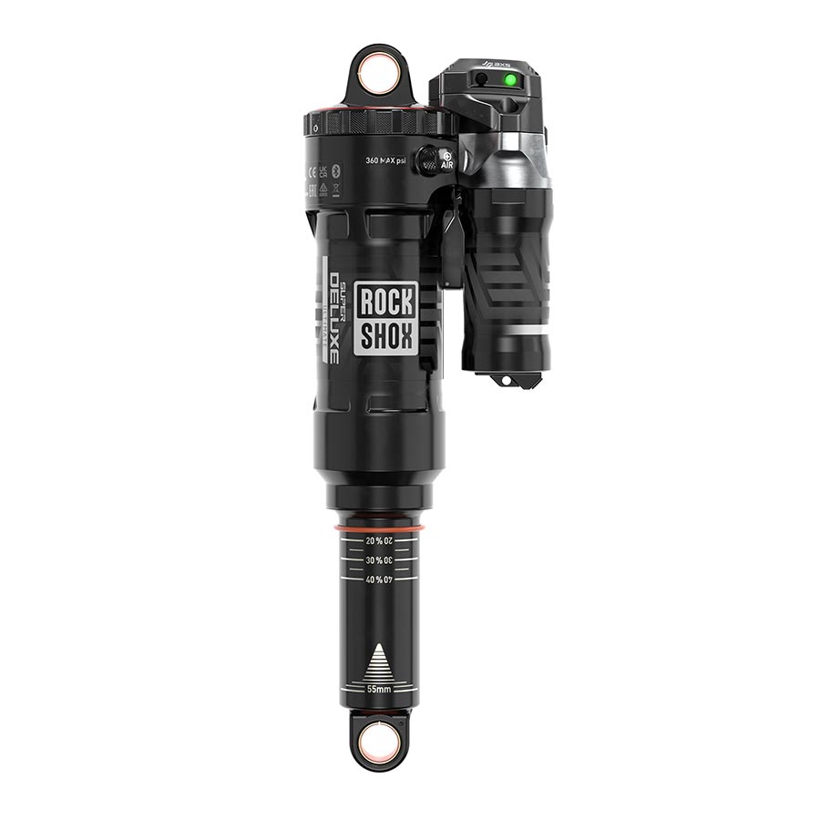 140950-06::1::140950-06::RockShox, Super Deluxe Flight Attendant, Amortisseur arrière, 185x55, Oeillet de tige: Tourillon, Oeillet de corps: Standard, 0Neg/0Pos Token, Reb55/Comp37, Lockout6, Trek Fuel EX 2023+