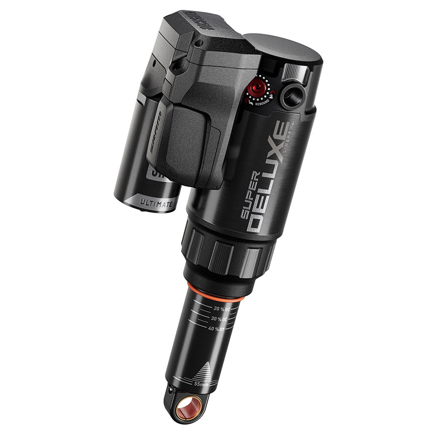 140999-06::0::140999-06::RockShox, Super Deluxe FLT Attendant D1, Amortisseur arrière, 185x55, Oeillet de tige: Tourillon, Oeillet de corps: Standard, Token Loc 3, Reb55/Comp37, Mid4-Lock6, Trek Fuel EX 2023+