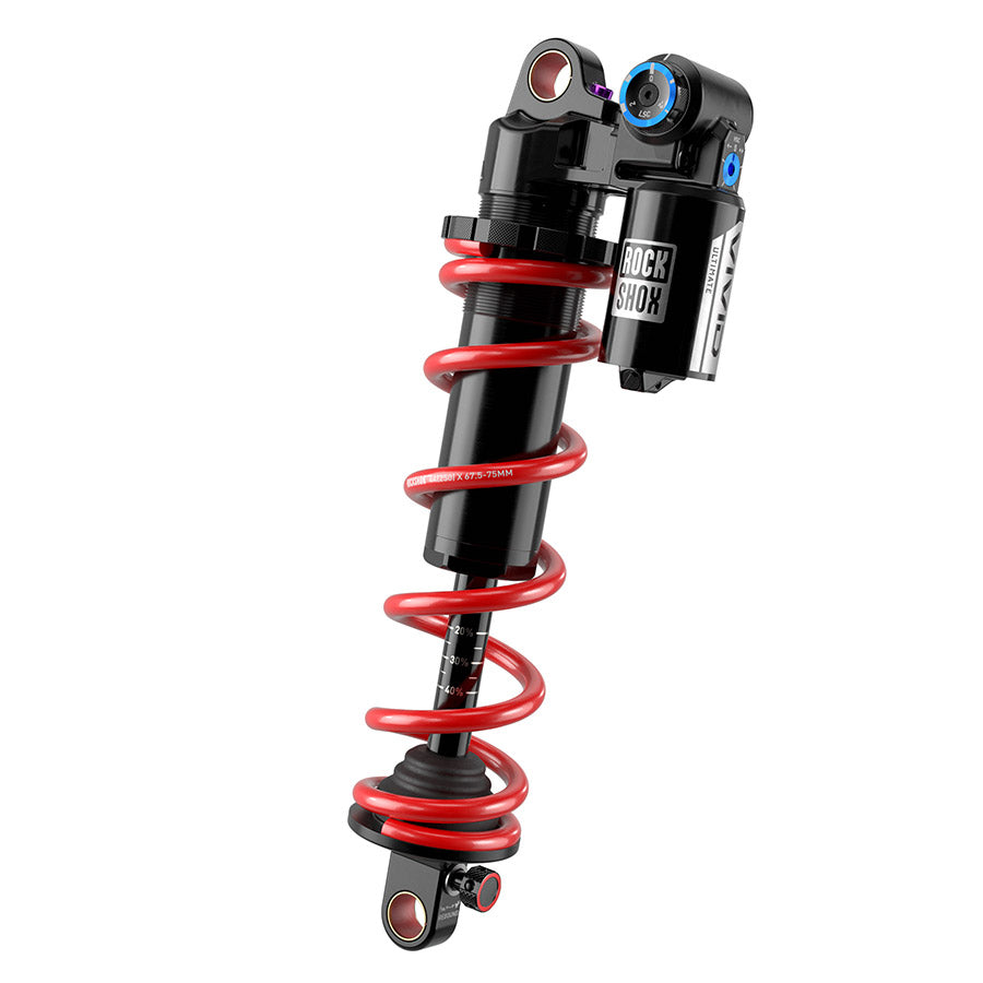 141000-03::1::141000-03::RockShox, Vivid Coil Ultimate DH D1, Amortisseur arrière, 250x70, Oeillet de tige: Standard, Oeillet de corps: Standard, Reb55/Comp34, Neck Valve5