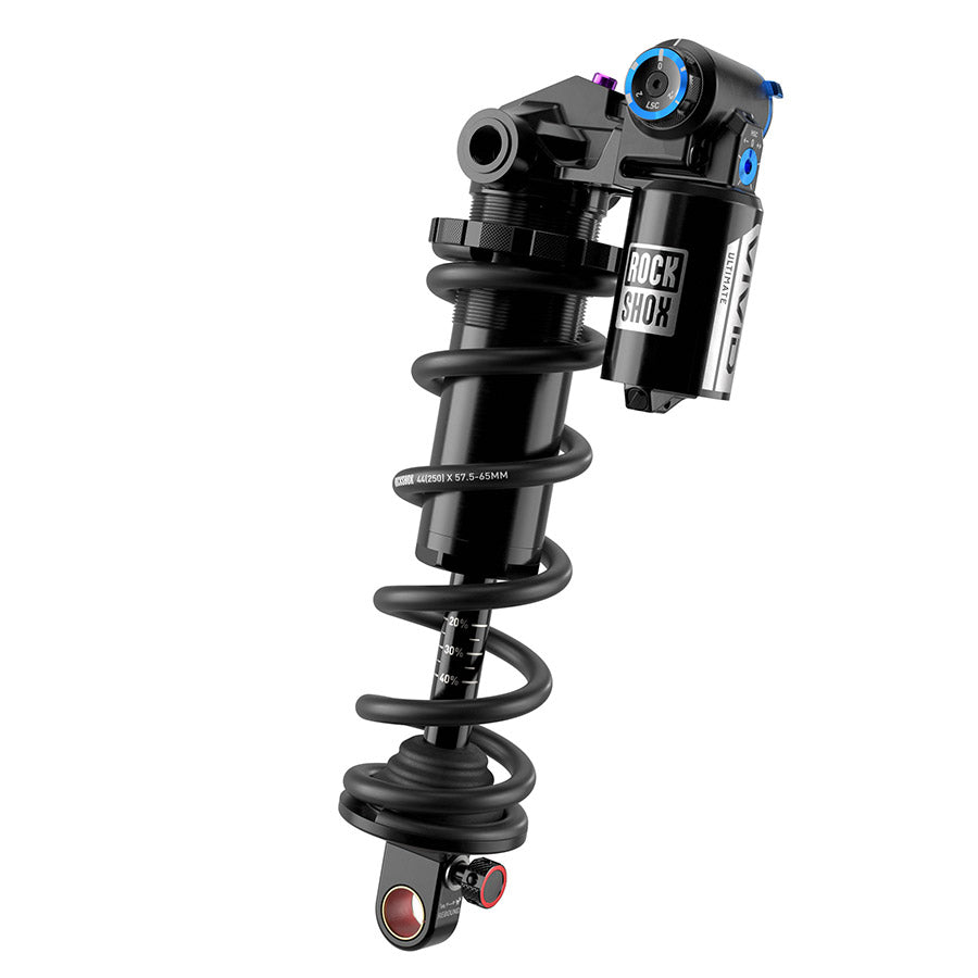 141001-14::1::141001-14::RockShox, Vivid Coil Ultimate D1, Amortisseur arrière, 185x50, Oeillet de tige: Standard, Oeillet de corps: Tourillon, Reb55/Comp34, Lockout45