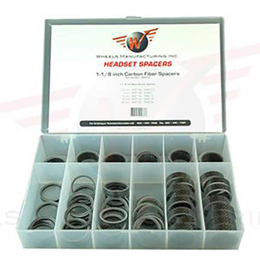 150484-01::0::150484-01::Wheels Manufacturing,  Espaceur de direction en carbone Lustré, 1-1/8'', Hauteur: 2.5mm/5mm/10mm/15mm/20mm, Carbone, Noir, Kit
