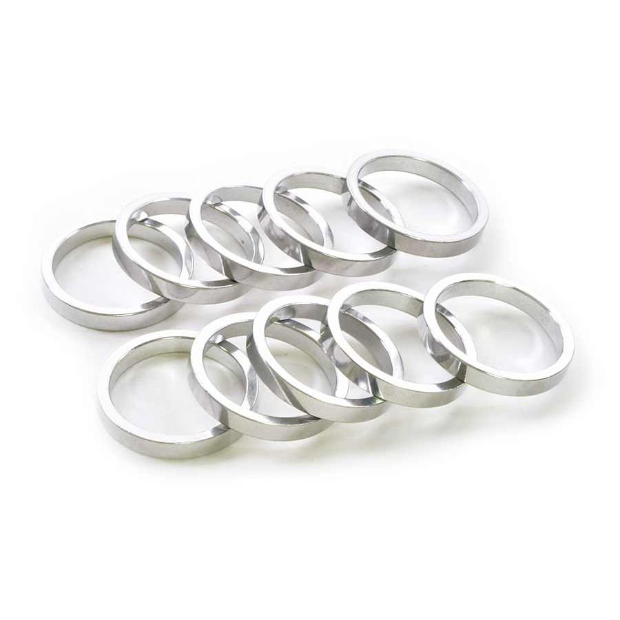 150486-13::0::150486-13::Wheels Manufacturing, Espaceur pour jeu de direction, 1-1/8'', Hauteur: 5mm, Aluminium, Argent, 5pcs