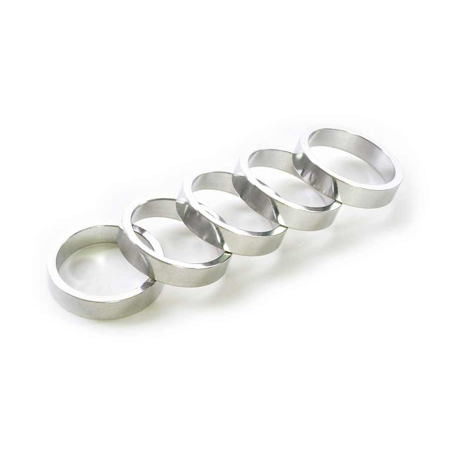 150486-14::0::150486-14::Wheels Manufacturing, Espaceur pour jeu de direction, 1-1/8'', Hauteur: 7.5mm, Aluminium, Argent, 5pcs