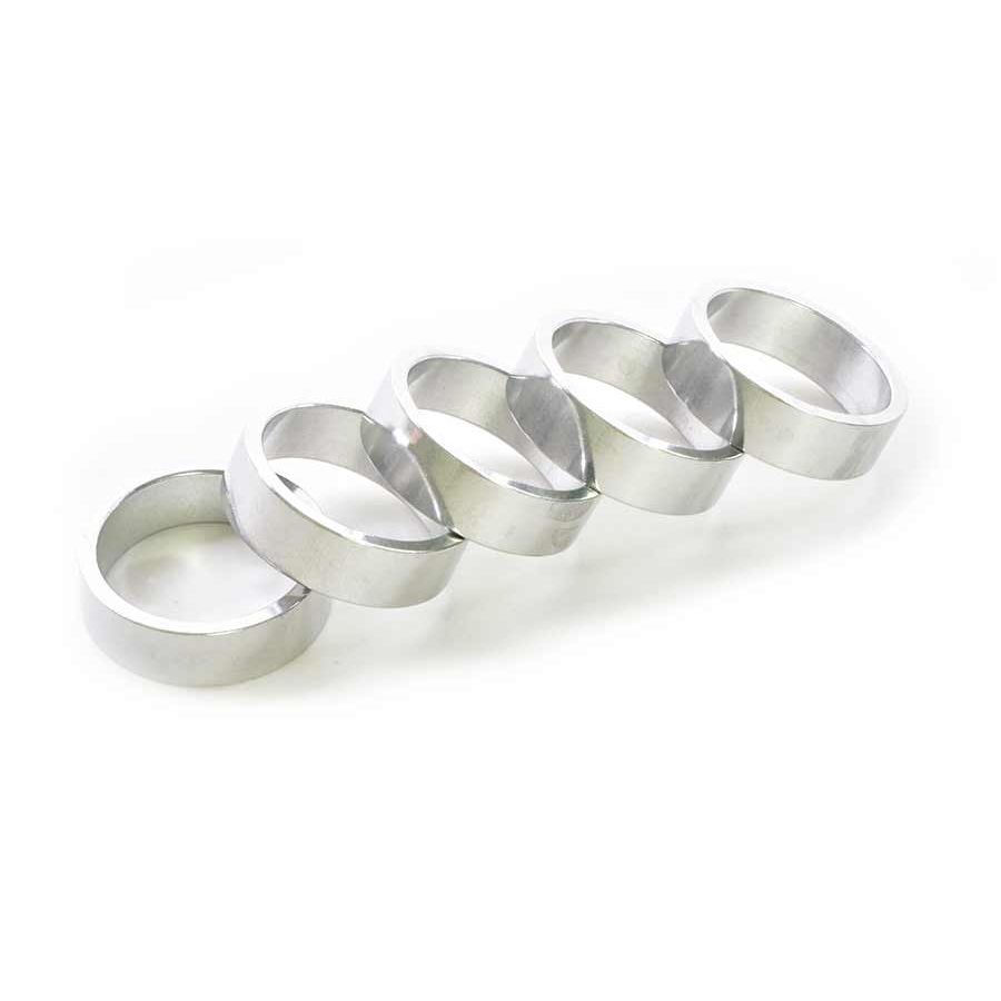 150486-15::0::150486-15::Wheels Manufacturing, Espaceur pour jeu de direction, 1-1/8'', Hauteur: 10mm, Aluminium, Argent, 5pcs