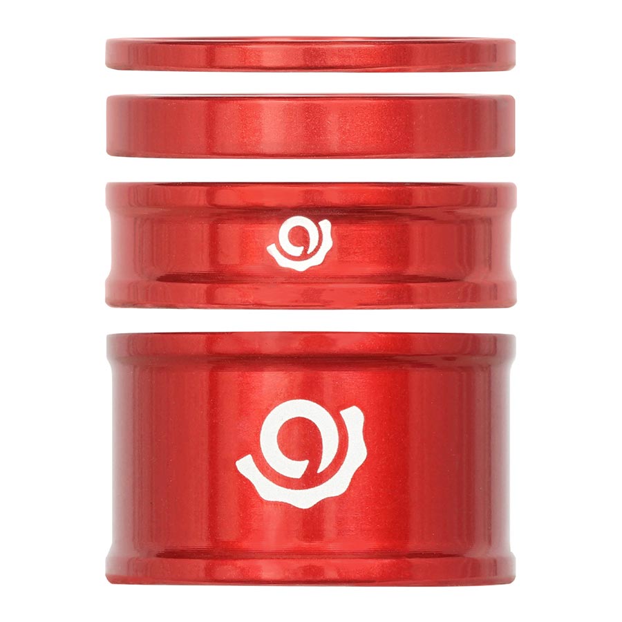 150531-03::0::150531-03::Industry Nine, iRiX,  Jeu d'espaceurs de jeu de direction, 1-1/8'', Hauteur: 2.5mm/5mm/10mm/20mm, Aluminium, Rouge