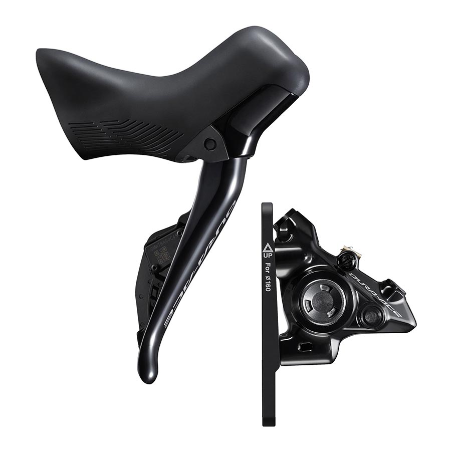 180789-03::1::180789-03::Shimano, Dura Ace Di2 ST-R9270 / BR-R9270, Frein à disque hydraulique Route, Avant, Flat mount, 140 ou 160mm (non inclus), 175g, Noir, IR9270DLF6SC100E