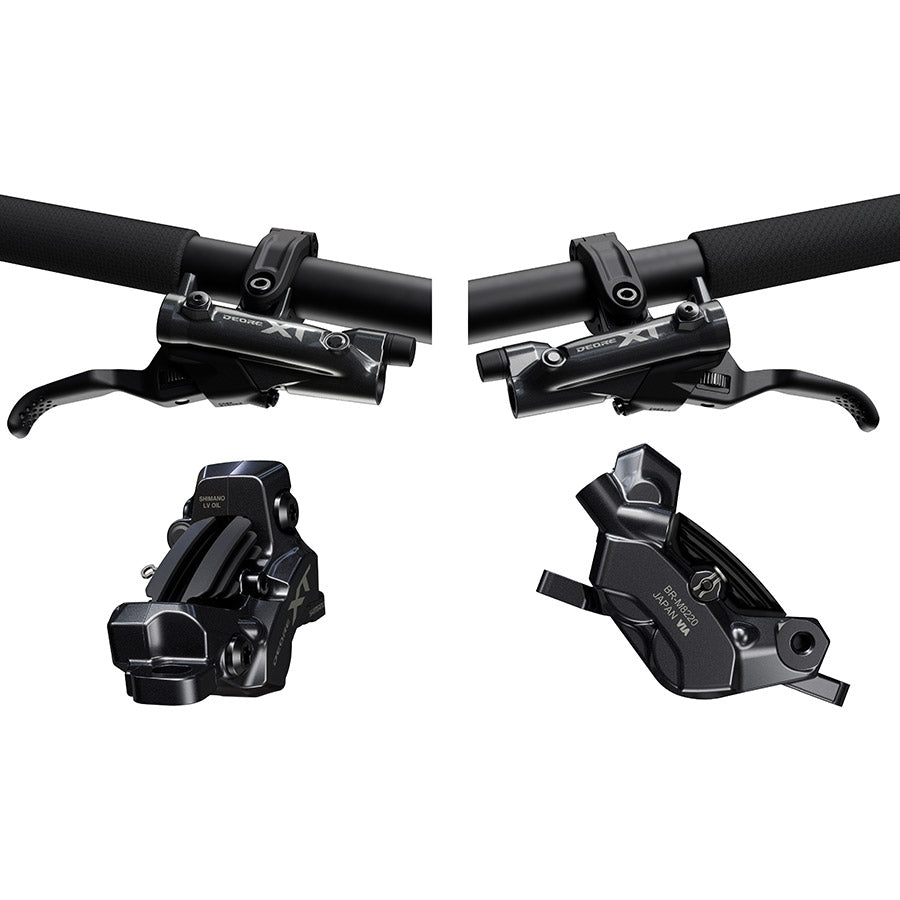 180889-01::1::180889-01::Shimano, XT BL-M8200 / BR-M8220 Kit, Frein à disque hydraulique VTT, Avant et Arrière, Flat mount, Disque: Non inclus, Noir, IBRM8220UPGKIT1