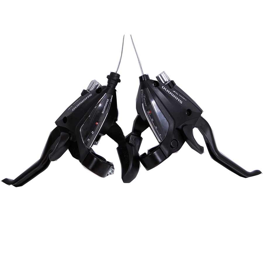 230800-03::1::230800-03::Shimano, Altus ST-EF500, Levier combiné frein-vitesse VTT, Vitesses: 3x7, Noir, Ensemble
