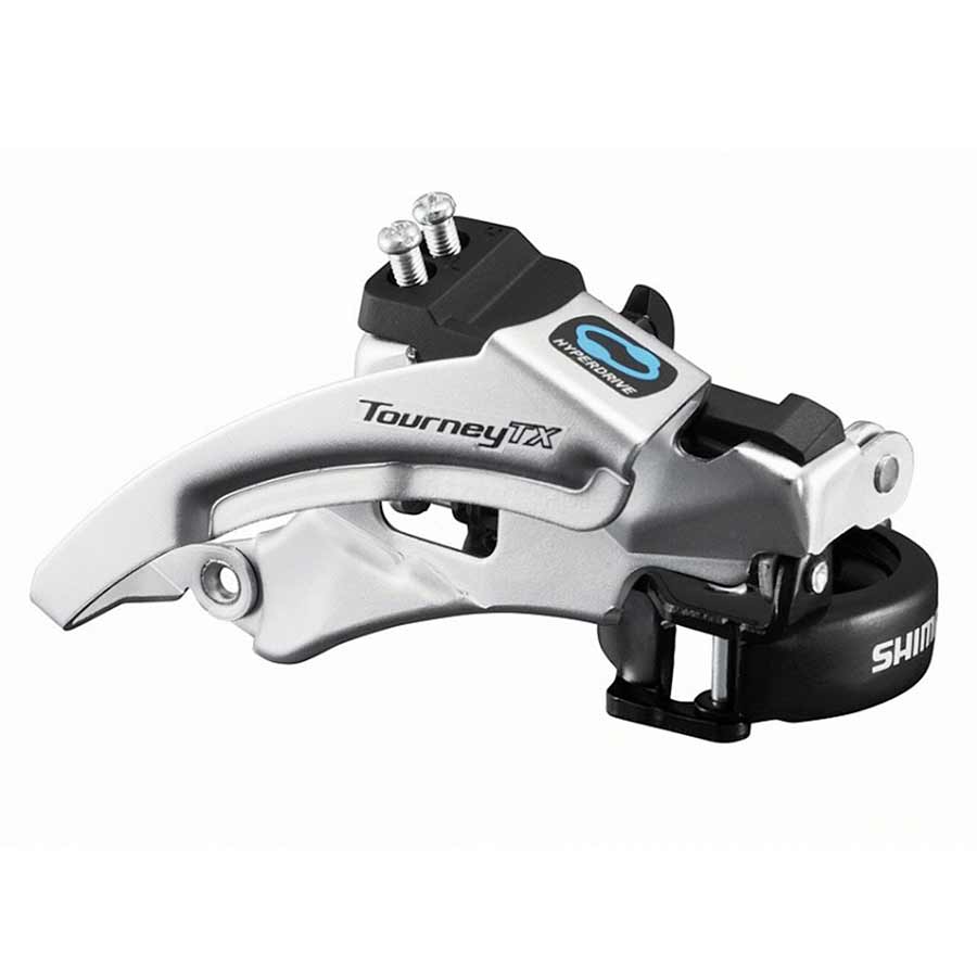240209-02::0::240209-02::Shimano, Tourney FD-TX800-TS6, Dérailleur avant, 7-8 vitesses, Top swing, Dual pull, Collet Multi, Triple, 66-69°