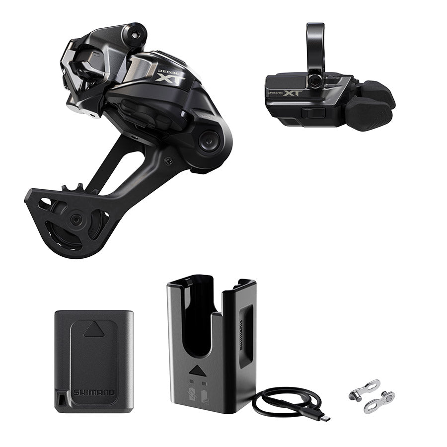 260309-01::0::260309-01::Shimano, Deore XT Di2 RD-M8250 Kit, Dérailleur arrière, Vitesses: 12, Cage: SGS, Noir, bande de serrage, IGPM8250UPG01