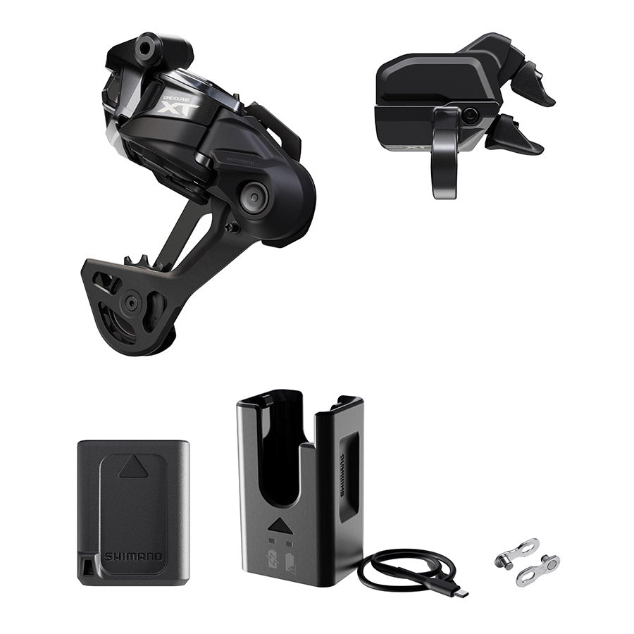 260309-01::2::260309-01::Shimano, Deore XT Di2 RD-M8250 Kit, Dérailleur arrière, Vitesses: 12, Cage: SGS, Noir, bande de serrage, IGPM8250UPG01