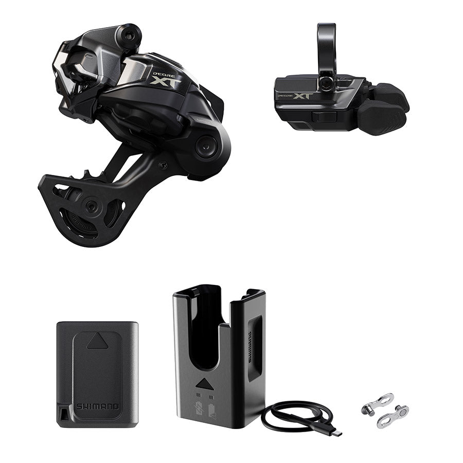 260309-03::0::260309-03::Shimano, Deore XT Di2 RD-M8250 Kit, Dérailleur arrière, Vitesses: 12, Cage: GS, Noir, bande de serrage, IGPM8250UPG03