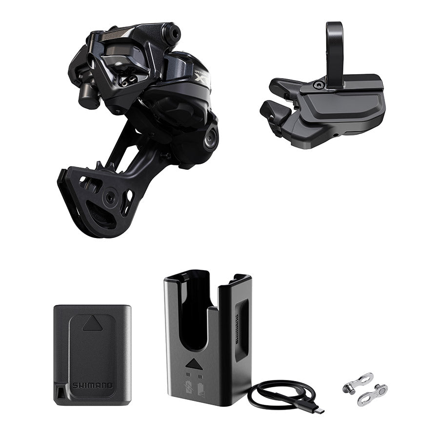 260309-03::1::260309-03::Shimano, Deore XT Di2 RD-M8250 Kit, Dérailleur arrière, Vitesses: 12, Cage: GS, Noir, bande de serrage, IGPM8250UPG03