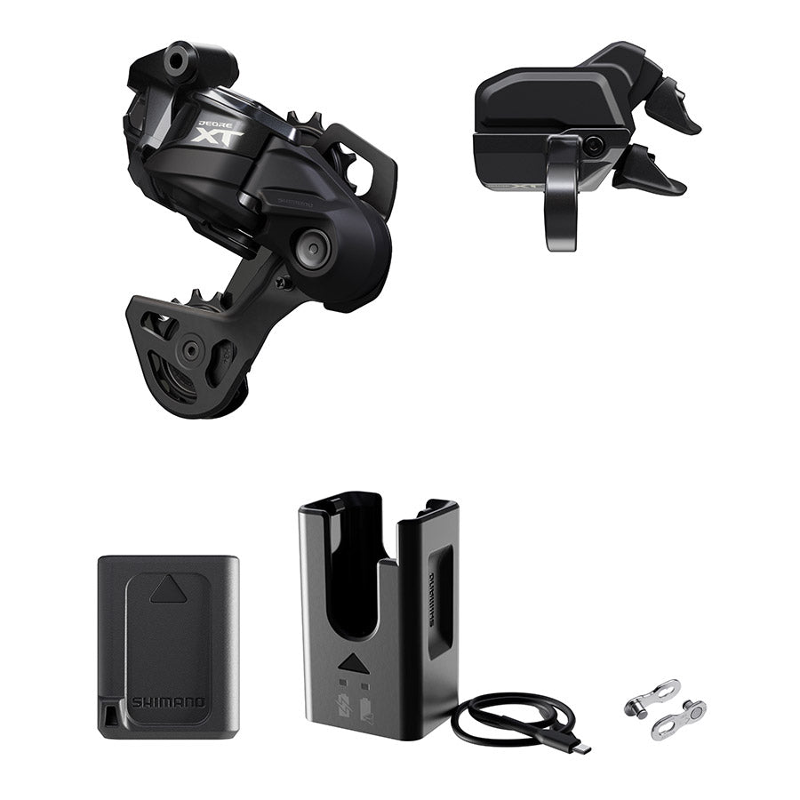 260309-03::2::260309-03::Shimano, Deore XT Di2 RD-M8250 Kit, Dérailleur arrière, Vitesses: 12, Cage: GS, Noir, bande de serrage, IGPM8250UPG03